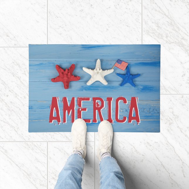 Paillasson Starfish Patriotique USA Avec Drapeau (Intérieur)