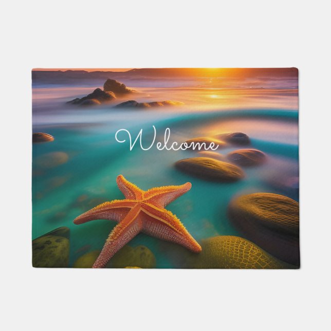 Paillasson Starfish sur la plage à Dawn (Devant)