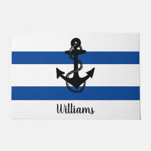 Paillasson STRIPES nautiques amusants + ANCRE  