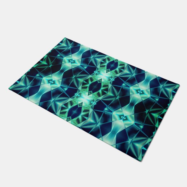 Paillasson Style acrylique vert bleu, formes de miroir néon (Incliné)
