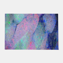 Paillasson Style cuir ciré avec peinture usée, tons bleus