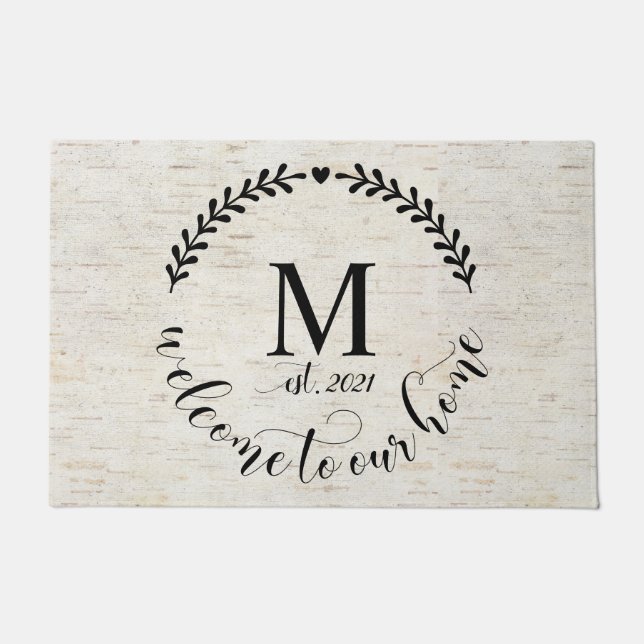 Paillasson Style rustique Agritourisme Bois monogramme (Devant)