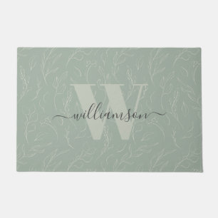 Paillasson Style rustique Sage vert Botanique Nom floral