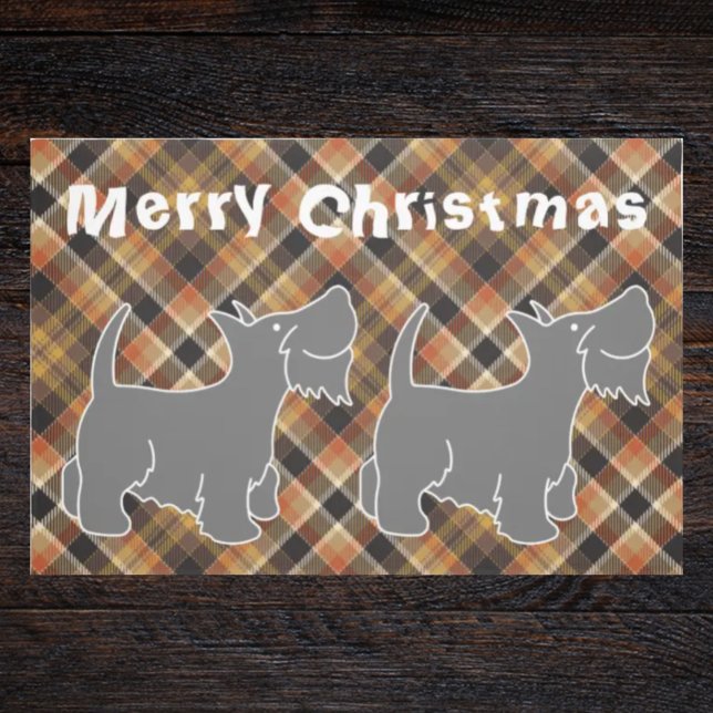 Paillasson Stylo Xmas écossais tartan bébé terrier brun (Créateur téléchargé)