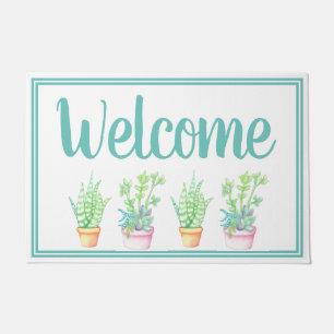 Paillasson Succulents pots tendance Bienvenue