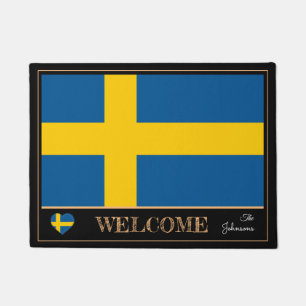 Paillasson Suède et Suède Flag house mats/sports Bienvenue