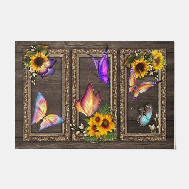 Paillasson Sunflowers Butterflies Doormat, Beautiful  (Devant)