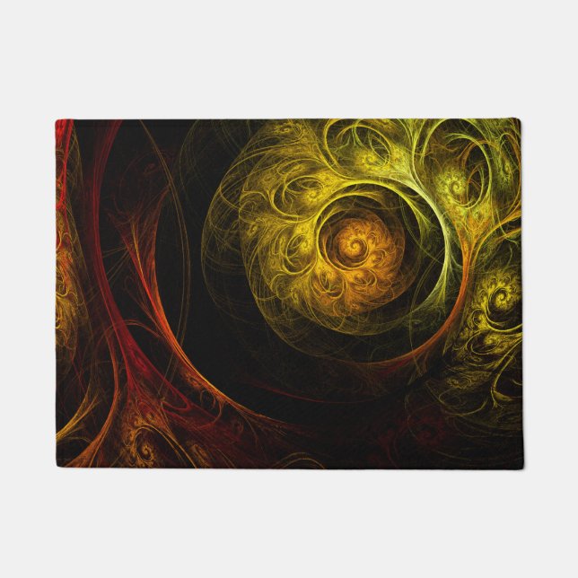 Paillasson Sunrise Floral Red Abstrait Art (Devant)