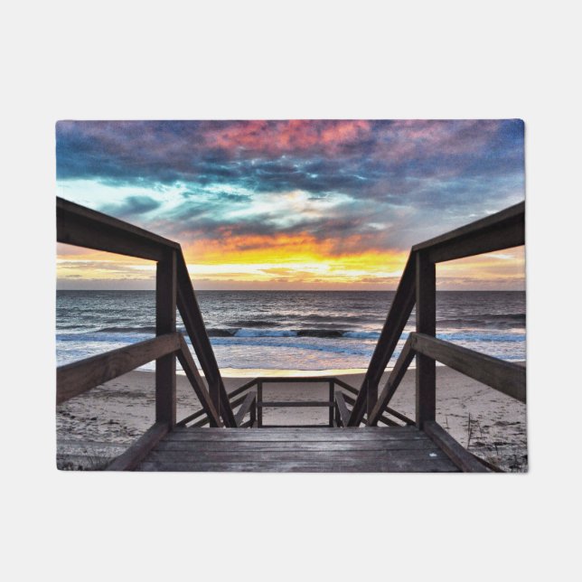 Paillasson Sunset Beach Vue de Rustic Wood Deck (Devant)