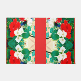 Paillasson Sunshine Rouge Hibiscus Vert Feuilles Automne Coul