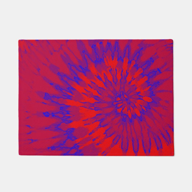 Paillasson Super Tie Dye Spiral Rouge et Bleu (Devant)