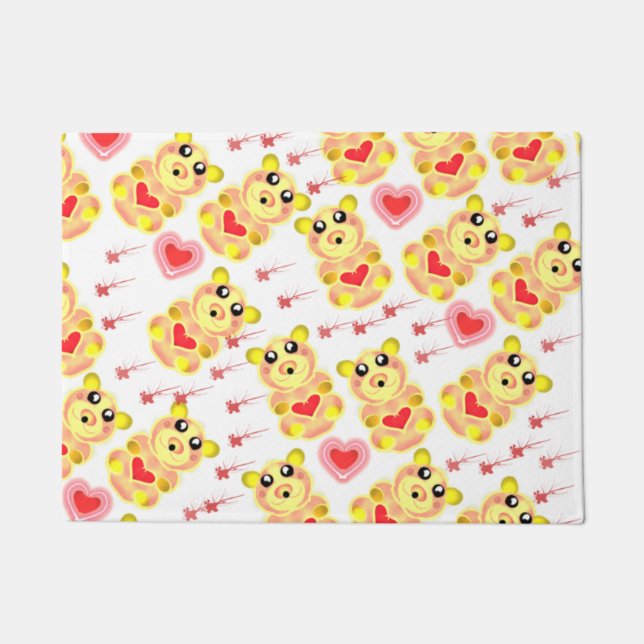 Paillasson Sweet Heart Bear Nursery Pattern (Devant)