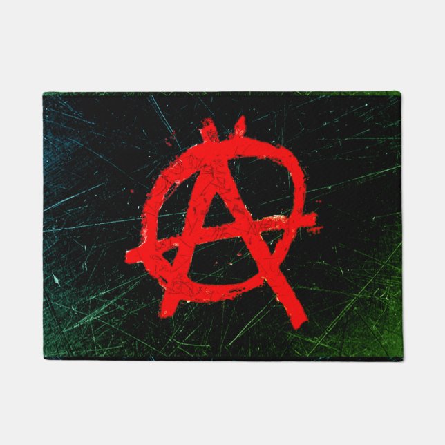 Paillasson Symbole d'anarchie rouge grungy (Devant)
