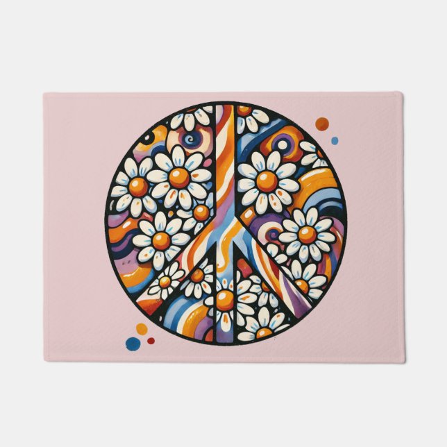 Paillasson SYMBOLE DE LA PAIX Hippie (Devant)