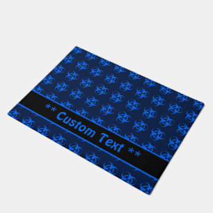 Paillasson Symbole de risque biologique noir et bleu mat avec