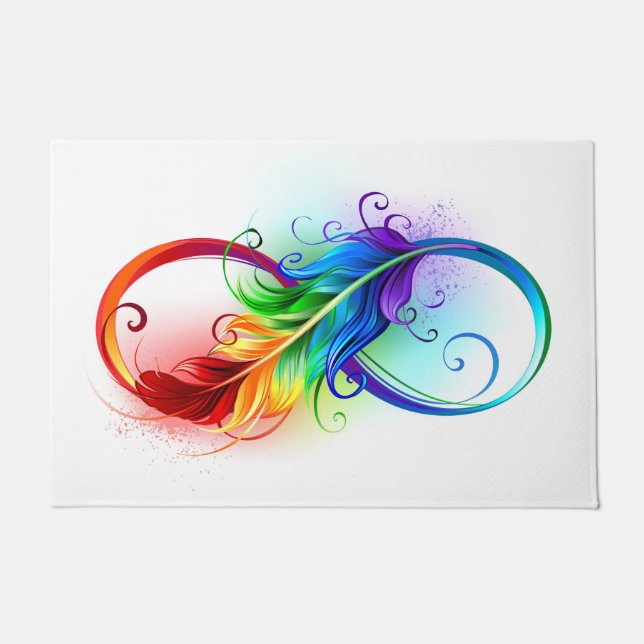 Paillasson Symbole d'infini avec plume arc-en-ciel (Devant)