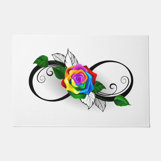 Paillasson Symbole d'infini avec Rose arc-en-ciel (Devant)