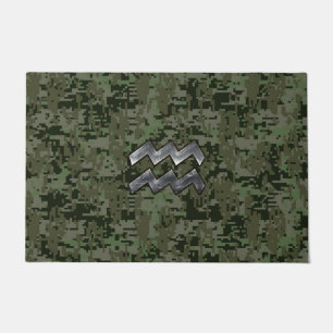 Paillasson Symbole Zodiaque Aquarius sur le camouflage numéri