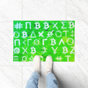 Paillasson Symboles de Bitcoin (Bénéfice Lumineux Vert - 1)