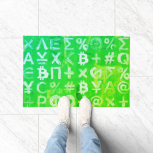 Paillasson Symboles de Bitcoin (Bénéfice Lumineux Vert - 2)