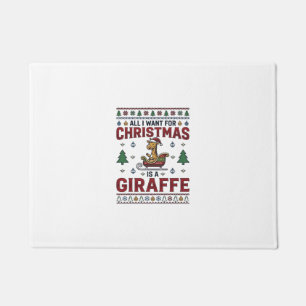 Paillasson T-shirt de Noël drôle avec girafe et traîneau