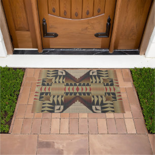 Paillasson Tan foncé Taupe Brown Rouge Noir Tribal Art