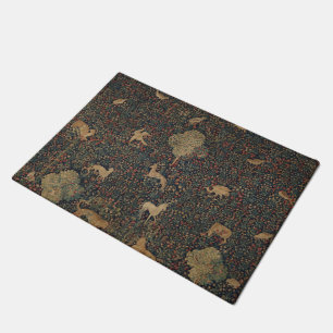 Paillasson Tapisserie allegorique Millefleurs avec animaux