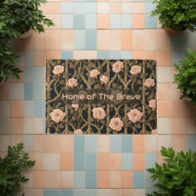 Tapisserie florale de rosiers grimpants beige Will