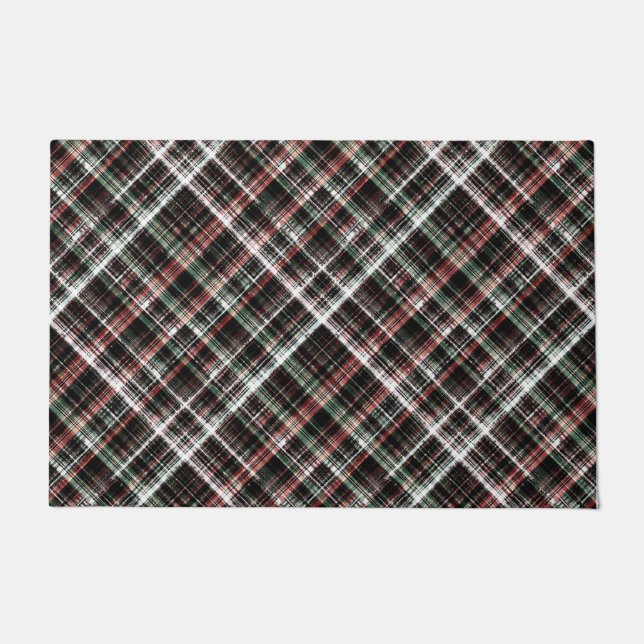 Paillasson Tartan de Noël texturé. (Devant)