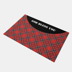 Paillasson Tartan plaids motif rouge royal tissu