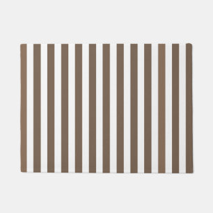Paillasson Taupe et bandes de bonbons blancs