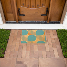 Teal, Tan, and Orange in Retro Look Pattern
