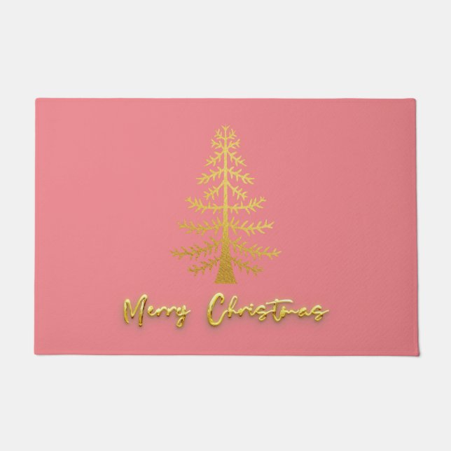 Paillasson Texte du script de l'arbre luxueux Xmas élégant ro (Devant)
