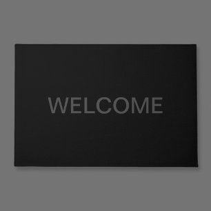 Paillasson Texte modifiable moderne Gris foncé et noir