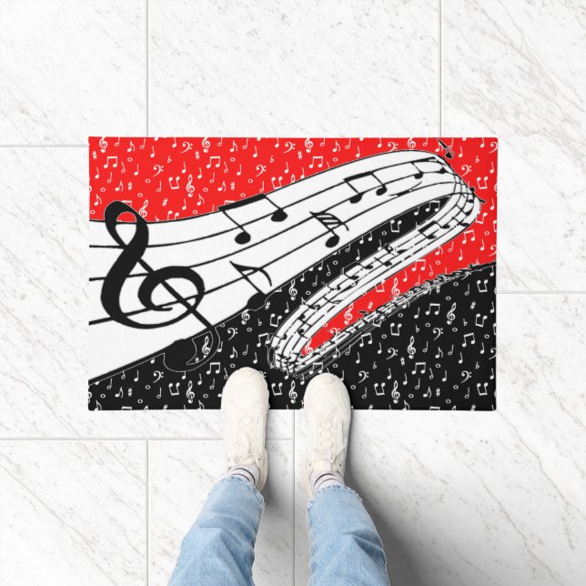 Paillasson Thème de musique rouge et noire (Intérieur)