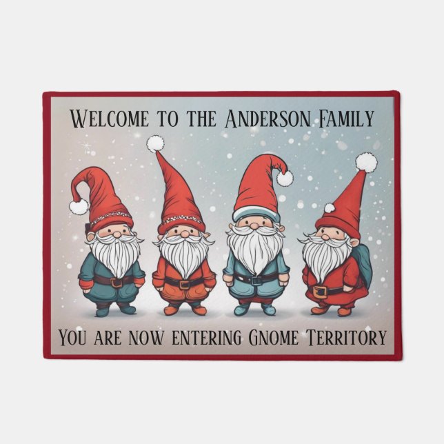 Paillasson Thème de Noël - Quatre Gnomes Accueillants (Devant)