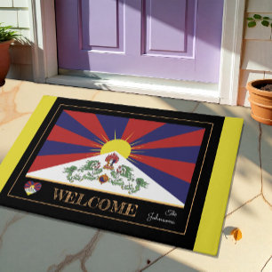 Paillasson Tibet & Tibétain Drapeau maison mats/sports Bienve