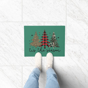 Paillasson "Tis the Season" Plaid Leopard Christmas Trees