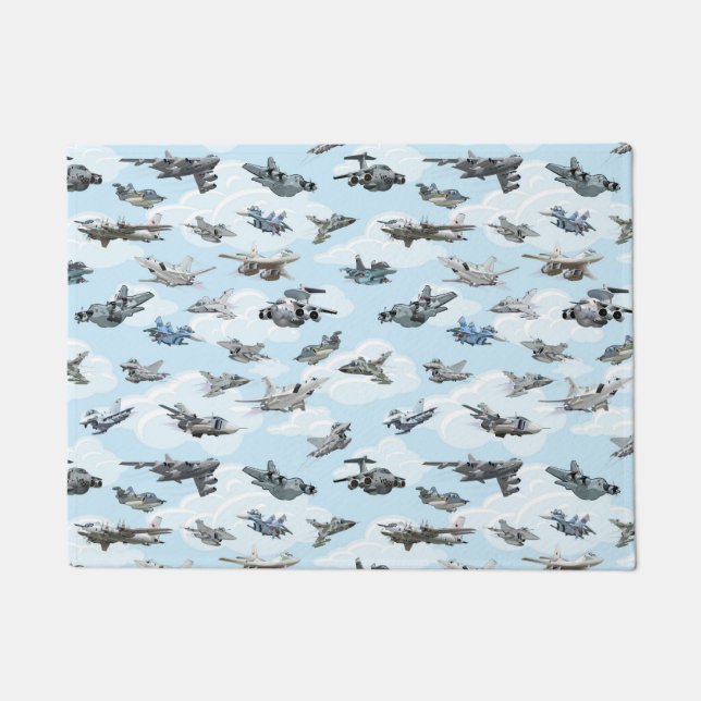 Paillasson Tissu motif des avions de guerre de dessin (Devant)