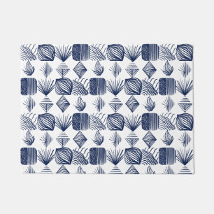 Paillasson Tissu Tribal des Caraïbes : blanc, bleu marine