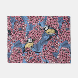 Paillasson Tit birds dans le jardin lilas