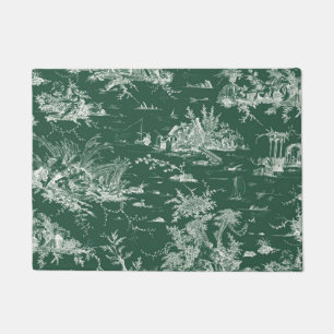 Paillasson Toile de Jouy verte