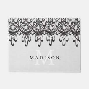 Paillasson Toile grise fascinante élégante et monogramme no