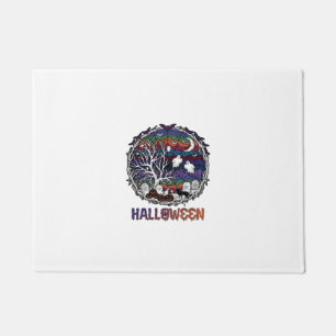 Paillasson Toiles d'araignée d'Halloween Arbres Fantômes Citr