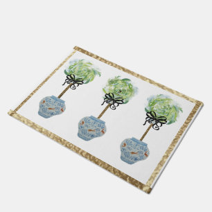 Paillasson Topiacées Bleu et Blanc Ginger Jar Doormat Rug