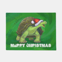 Tortue à Santa Chapeau sur Vert