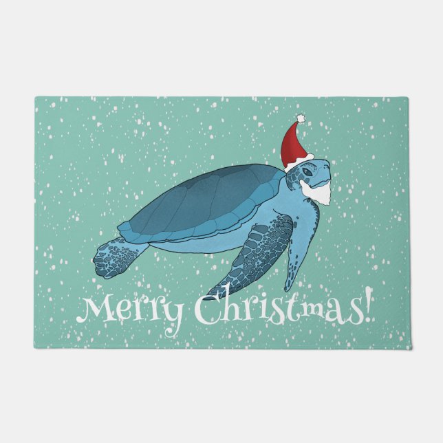 Paillasson Tortue de mer de Noël (Devant)