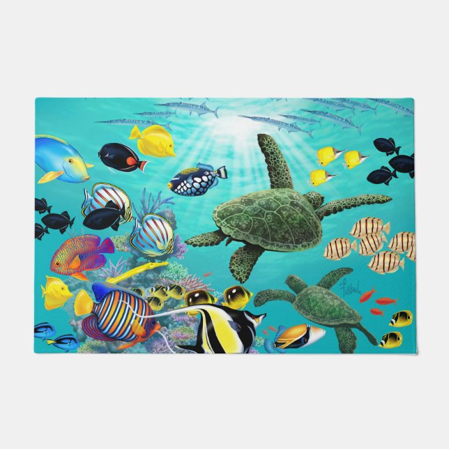 Paillasson Tortue de mer tropicale hawaïenne de poissons de (Devant)