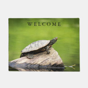 Paillasson Tortue peinte sur un rondin