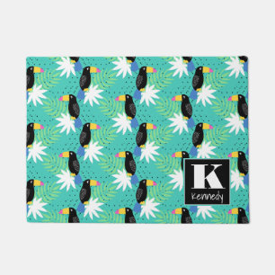 Paillasson Toucans sur le monogramme de Teal  